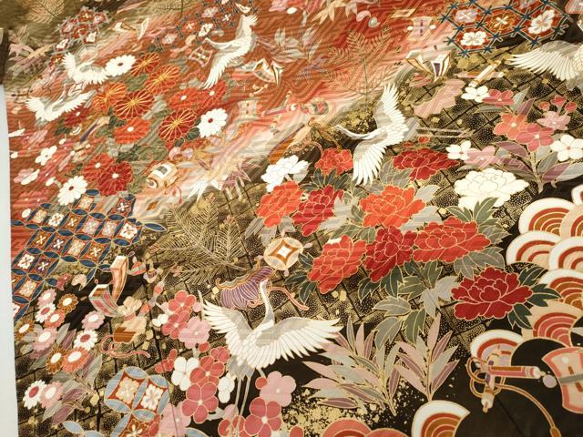平和屋着物●豪華振袖　駒刺繍　吉祥飛鶴文　暈し染め　金彩　正絹　逸品　AABK6362cs
