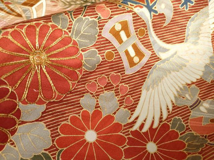 平和屋着物●豪華振袖　駒刺繍　吉祥飛鶴文　暈し染め　金彩　正絹　逸品　AABK6362cs