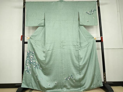平和屋着物●訪問着　枝花文　正絹　逸品　AABK6364cs