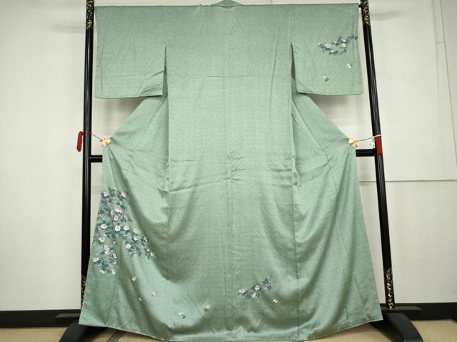 平和屋着物●訪問着　枝花文　正絹　逸品　AABK6364cs