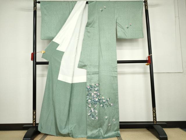 平和屋着物●訪問着　枝花文　正絹　逸品　AABK6364cs