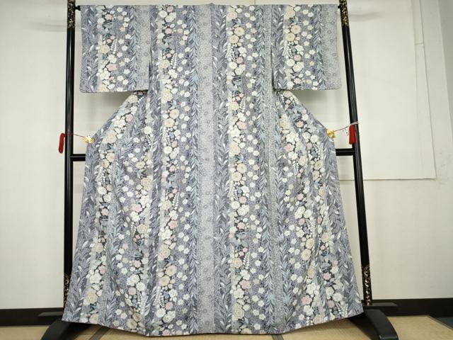 平和屋着物●小紋　辻が花　花鳥文　洗える着物　AABK6365cs
