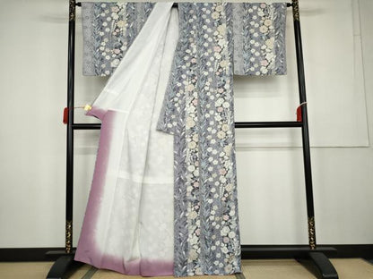 平和屋着物●小紋　辻が花　花鳥文　洗える着物　AABK6365cs