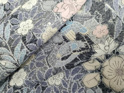 平和屋着物●小紋　辻が花　花鳥文　洗える着物　AABK6365cs