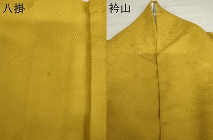 平和屋着物●上質な色無地　枝花地紋　金色　正絹　逸品　AABK6366cs