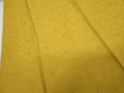 平和屋着物●上質な色無地　枝花地紋　金色　正絹　逸品　AABK6366cs
