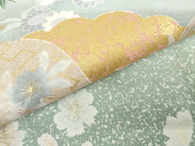 平和屋着物●訪問着　道長草花文　暈し染め　金彩　正絹　逸品　AABK6370cs