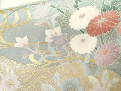 平和屋着物●訪問着　道長草花文　暈し染め　金彩　正絹　逸品　AABK6370cs