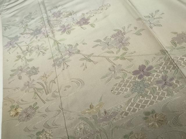平和屋着物●中国三大刺繍　スワトウ刺繍　汕頭刺繍　訪問着　流水枝花文　暈し染め　正絹　逸品　AABK6371cs