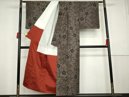 平和屋着物●本場大島紬　9マルキ　花唐草文　正絹　逸品　未使用　AABK6372cs