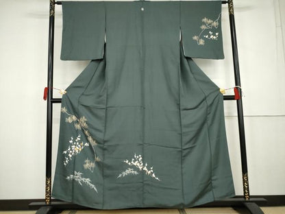 平和屋着物●訪問着　駒刺繍　松竹梅文　正絹　逸品　AABK6376cs