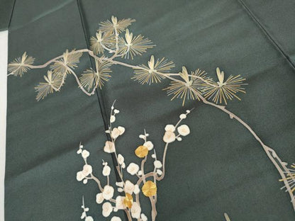 平和屋着物●訪問着　駒刺繍　松竹梅文　正絹　逸品　AABK6376cs