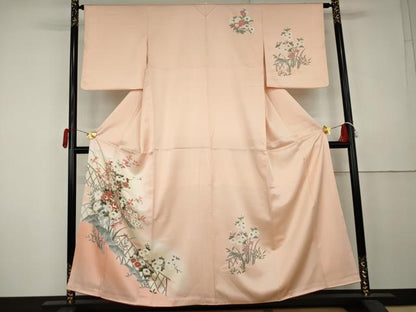 平和屋着物●訪問着　枝花文　暈し染め　正絹　逸品　AABK6384cs