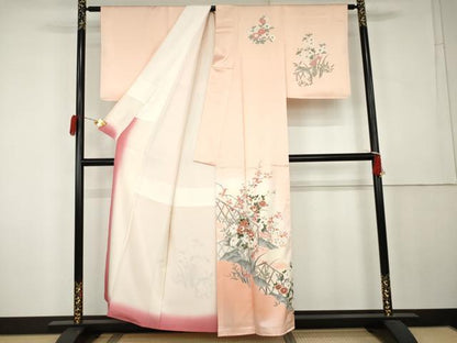 平和屋着物●訪問着　枝花文　暈し染め　正絹　逸品　AABK6384cs