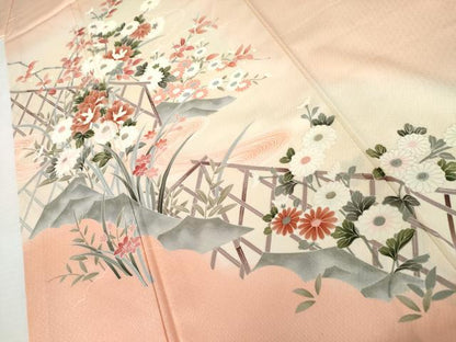 平和屋着物●訪問着　枝花文　暈し染め　正絹　逸品　AABK6384cs