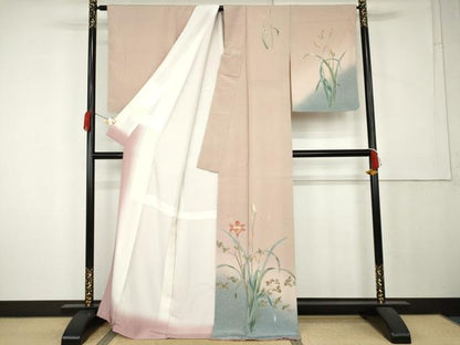 平和屋着物●訪問着　友禅　枝花文　暈し染め　正絹　逸品　未使用　AABK6387cs