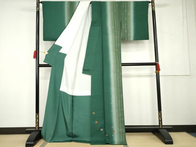 平和屋着物●訪問着　駒刺繍　舞花間道　暈し染め　金彩　正絹　逸品　AABK6392cs