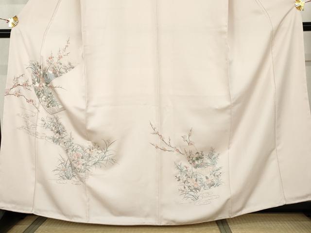 平和屋着物●中国三大刺繍　相良刺繍　総刺繍　訪問着　短冊花鳥文　銀糸　正絹　逸品　未使用　AABK6394cs