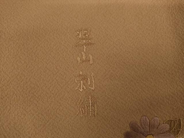 平和屋着物●中国三大刺繍 汕頭刺繍 スワトウ刺繍 翠山刺繍 総刺繍 訪問着 色紙重ね立波松竹梅文 暈し染め 銀糸 正絹 逸品 AABK6395cs