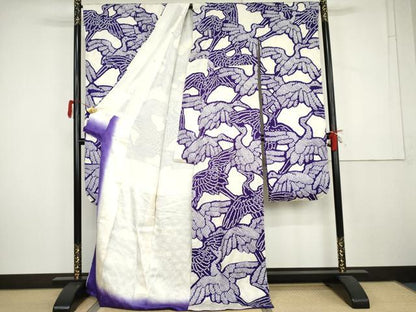 平和屋着物●豪華振袖　総絞り　群れ鶴文　正絹　逸品　AABK6398cs