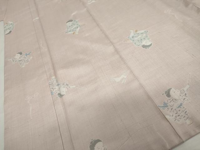 平和屋着物●上質な紬　童子遊び　跳び兎　正絹　逸品　AABK6399cs
