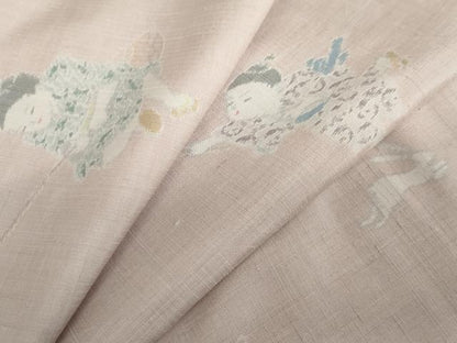 平和屋着物●上質な紬　童子遊び　跳び兎　正絹　逸品　AABK6399cs