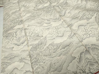 平和屋着物●本場大島紬　白大島　9マルキ　重ね山風景文　正絹　逸品　AABK6400cs