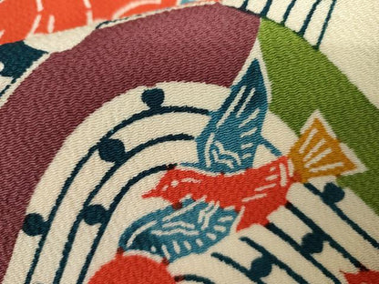 平和屋着物●紅型　振袖　重ね山飛鳥草花文　鬼しぼ縮緬　正絹　逸品　AABK6402cs