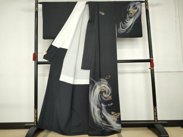 平和屋着物●訪問着　流水文　暈し染め　金銀彩　正絹　逸品　AABK6408cs