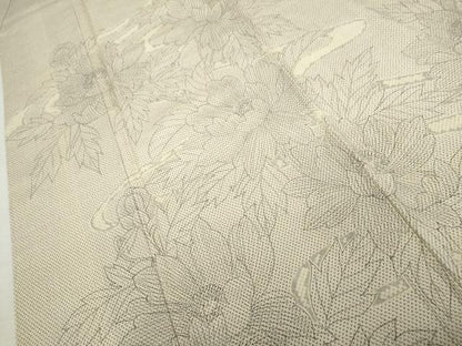 平和屋着物●本塩沢　訪問着　作家物　流水草花文　正絹　逸品　未使用　AABK6412cs