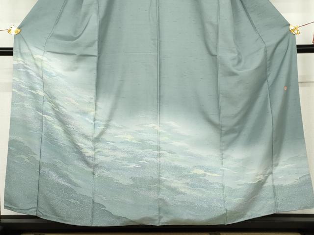 平和屋着物●石川県指定無形文化財　牛首紬　白山工房　手織り　訪問着　霞文　正絹　逸品　AABK6414cs