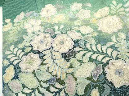 平和屋着物●訪問着　辻が花　暈し染め　金通し地　さが美扱い　正絹　逸品　AABK6419cs