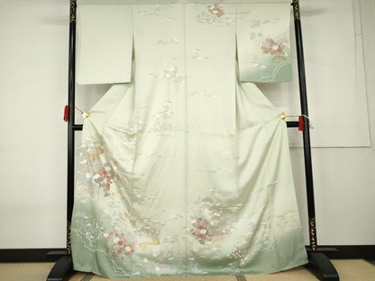 平和屋着物●訪問着　松竹梅風景文　暈し染め　金彩　正絹　逸品　未使用　AABK6421cs
