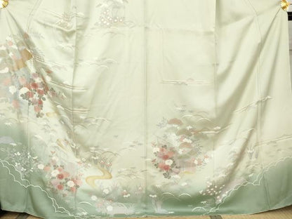 平和屋着物●訪問着　松竹梅風景文　暈し染め　金彩　正絹　逸品　未使用　AABK6421cs