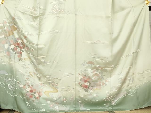 平和屋着物●訪問着　松竹梅風景文　暈し染め　金彩　正絹　逸品　未使用　AABK6421cs