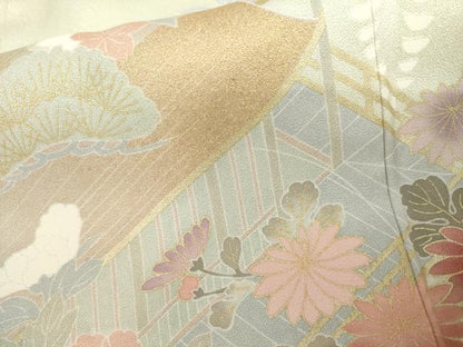 平和屋着物●訪問着　松竹梅風景文　暈し染め　金彩　正絹　逸品　未使用　AABK6421cs