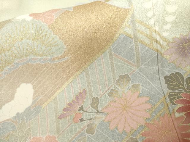 平和屋着物●訪問着　松竹梅風景文　暈し染め　金彩　正絹　逸品　未使用　AABK6421cs