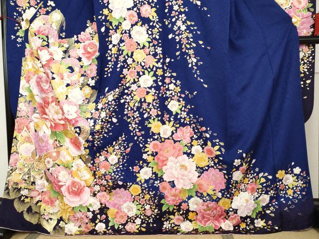 平和屋着物●豪華振袖・長襦袢(無双仕立て)セット　刺繍　花蝶文　金糸　金彩　ロング丈　正絹　逸品　AABK6422cs