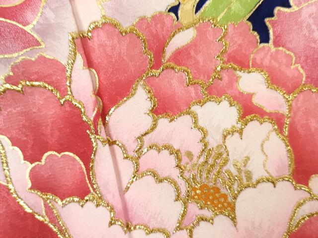 平和屋着物●豪華振袖・長襦袢(無双仕立て)セット　刺繍　花蝶文　金糸　金彩　ロング丈　正絹　逸品　AABK6422cs