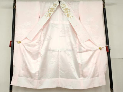 平和屋着物●豪華振袖・長襦袢(無双仕立て)セット　刺繍　花蝶文　金糸　金彩　ロング丈　正絹　逸品　AABK6422cs