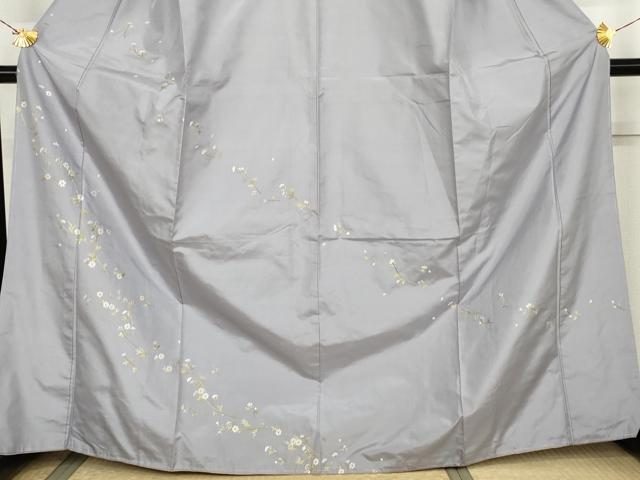 平和屋着物●本場縞大島紬　訪問着　総刺繍　枝花文　正絹　逸品　未使用　AABK6424cs