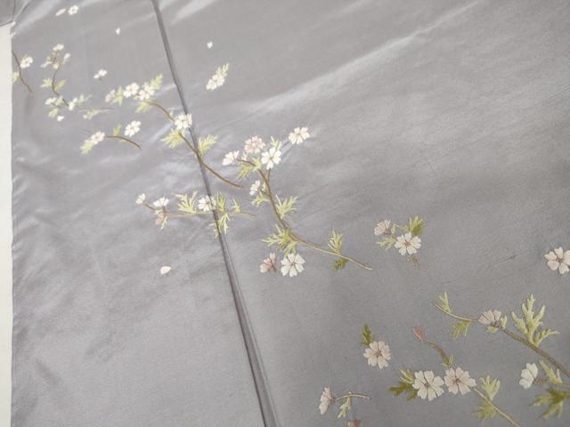 平和屋着物●本場縞大島紬　訪問着　総刺繍　枝花文　正絹　逸品　未使用　AABK6424cs