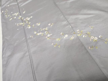 平和屋着物●本場縞大島紬　訪問着　総刺繍　枝花文　正絹　逸品　未使用　AABK6424cs