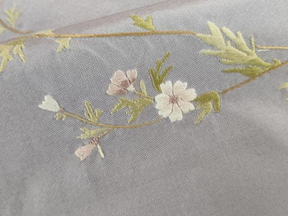平和屋着物●本場縞大島紬　訪問着　総刺繍　枝花文　正絹　逸品　未使用　AABK6424cs