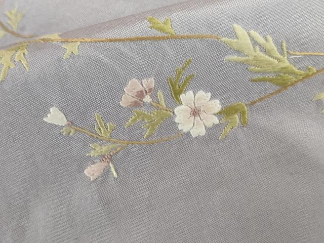 平和屋着物●本場縞大島紬　訪問着　総刺繍　枝花文　正絹　逸品　未使用　AABK6424cs