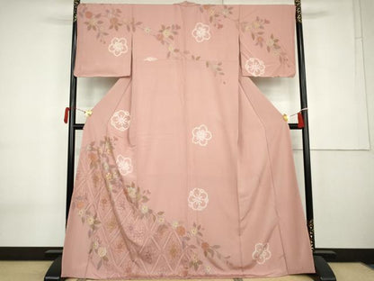 平和屋着物●中国三大刺繍 汕頭刺繍 スワトウ刺繍 訪問着 絞り 枝花文 金銀糸 やまと誂製 ロング丈 正絹 逸品 未使用 AABK6425cs