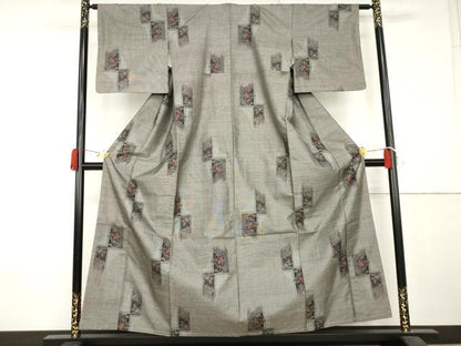 平和屋着物●本場大島紬　9マルキ　枝花文　正絹　逸品　未使用　AABK6429cs