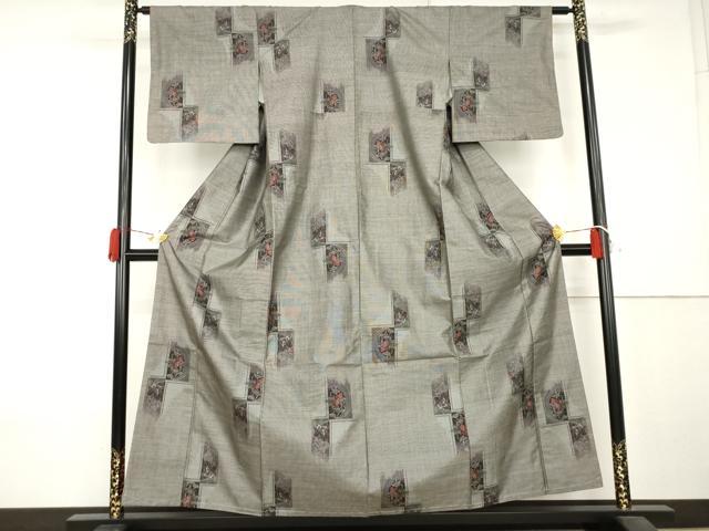 平和屋着物●本場大島紬　9マルキ　枝花文　正絹　逸品　未使用　AABK6429cs
