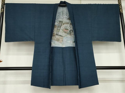 平和屋着物●男性　紬　アンサンブル　120亀甲　総詰め　正絹　逸品　AABK6431cs