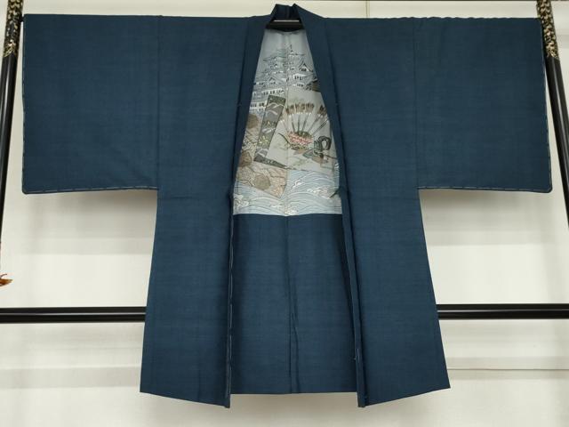 平和屋着物●男性　紬　アンサンブル　120亀甲　総詰め　正絹　逸品　AABK6431cs
